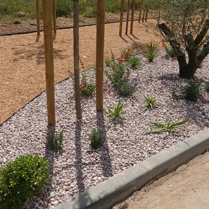Landscape with decorative rocks in an outside space