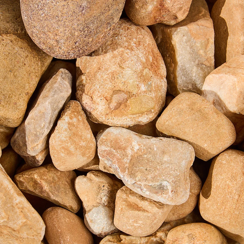 Close-up of a pile of beige stones