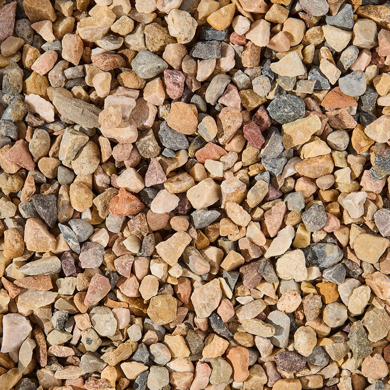 Close-up of 3/8 inch multicolored gravel stones