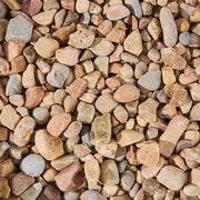 Close-up of a pile of small, 3/8 inch multicolored stones
