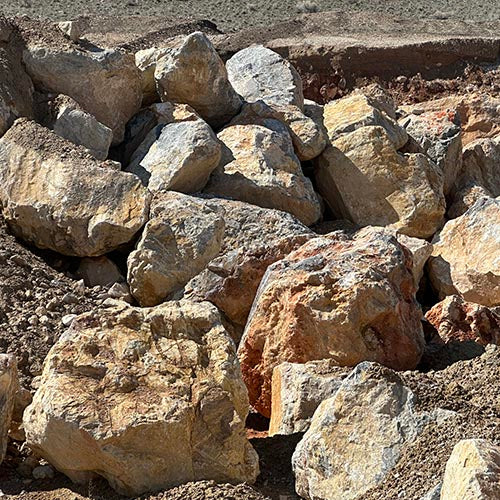 Heap of large stones and rocks on a construction site